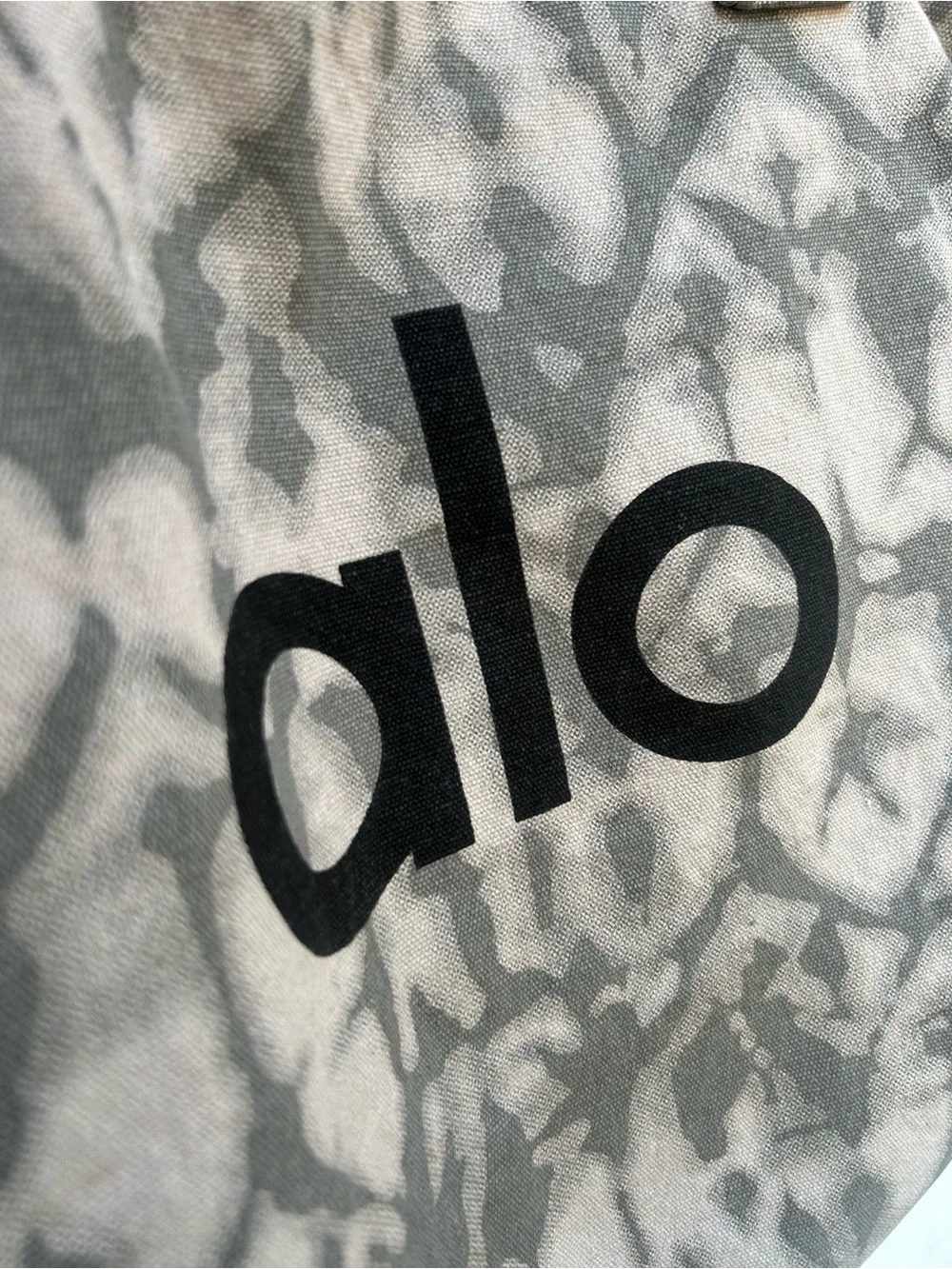 ALO Yoga Gray Tie Dye Canvas Tote Bag Double Logo Gym Beach Travel